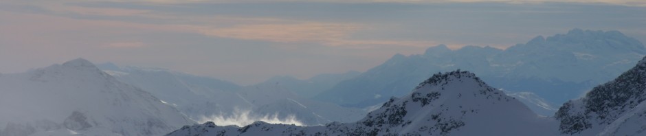 Frosty mountainscape glistening under the sun